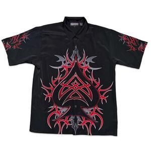 Sapphire Lounge Y2K Tribal Print Spade Button Up Shirt